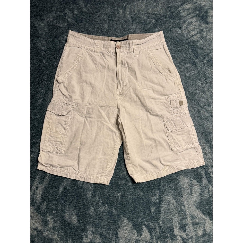 Monument Clothing Co Mens 32 Cargo Shorts Off White Stone Ripstop Cotton Multi